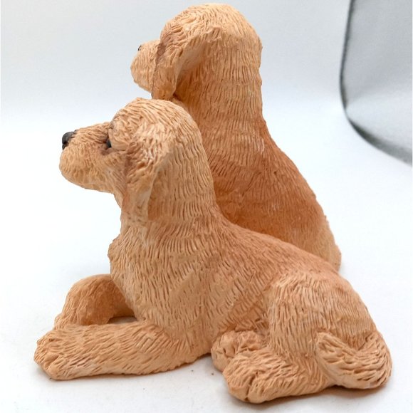 Lab Pups Stone Critters Dog Figurine Labrador Retriever Yellow Vintage - Picture 3 of 11